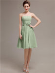 Pretty Strapless Flower Belt A-line Knee-Length Bridesmaid Dresses