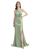 V-neck Sleeveless Split Side Floor-Length Bridesmaid Dresses