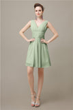 Pretty V-neck A-line Knee-Length Bridesmaid Dresses