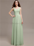 Chiffon Shoulder Strap A-line Floor-Length Bridesmaid Dresses