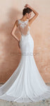 Elegant Romantic Mermaid Lace Sleeveless Round Meck Real Made Wedding Dresses LMX1180