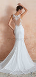 Elegant Romantic Mermaid Lace Sleeveless Round Meck Real Made Wedding Dresses LMX1180