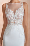Elegant Romantic Mermaid Lace Sleeveless Round Meck Real Made Wedding Dresses LMX1180