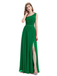 One-Shoulder A-line Top Lace Floor-Length Bridesmaid Dresses