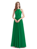 A-line Sleeveless High Neck Floor-Length Bridesmaid Dresses