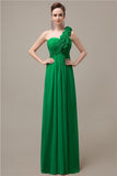 Simple A-line One-Shoulder Floor-Length Chiffon Bridesmaid Dresses