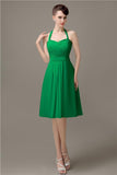 Halter A-line Chiffon Simple Backless Bridesmaid Dresses