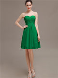 Sweetheart Pleats Chiffon Short Bridesmaid Dresses