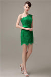 Charming Lace One-shoulder Short Bridesmaid Dresses