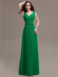 Honest A-line Chiffon Long Bridesmaid Dresses