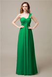 Pretty A-line Chiffon One-Shoulder Floor-Length Bridesmaid Dresses