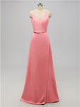 A-line V Neck Floor Length Bridesmaid Dresses