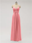 A-line Spaghetti Strap Chiffon Floor Length Bridesmaid Dresses