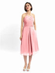 A-line Halter Sleeveless Pleats Short Bridesmaid Dresses