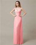 Halter Chiffon A-line Sleeveless Floor-Length Bridesmaid Dresses