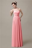 Sweetheart A-line Simple Chiffon Floor-Length Long Bridesmaid Dresses