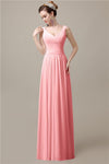 Spaghetti Strap A-line Simple Chiffon Floor-Length Long Bridesmaid Dresses