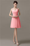 Chiffon Sexy V-neck A-line Knee-Length Bridesmaid Dresses