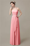 Simple A-line Chiffon Straight Floor-Length Long Bridesmaid Dresses