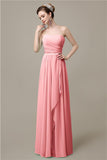 Simple A-line Chiffon Straight Floor-Length Long Bridesmaid Dresses