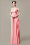 Simple A-line Chiffon Sweetheart Floor-Length Long Bridesmaid Dresses.