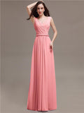 Honest A-line Chiffon Long Bridesmaid Dresses