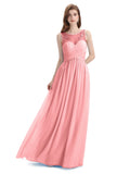 Elegant A-line Chiffon Sleeveless Long Bridesmaid Dresses