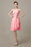 A-line Chiffon One Shoulder Knee-Length Short Bridesmaid Dresses