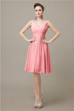 Elegant V-neck  A-line Knee-Length Bridesmaid Dresses