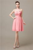 Simple Strapless Chiffon A-line Knee-Length Bridesmaid Dresses