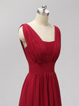 Formal Long Prom Dresses, Red A-Line Elegant Custom Bridesmaid Dresses LMX1120