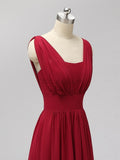 Formal Long Prom Dresses, Red A-Line Elegant Custom Bridesmaid Dresses LMX1120