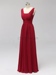 Formal Long Prom Dresses, Red A-Line Elegant Custom Bridesmaid Dresses LMX1120