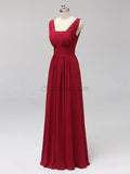 Formal Long Prom Dresses, Red A-Line Elegant Custom Bridesmaid Dresses LMX1120