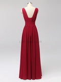 Formal Long Prom Dresses, Red A-Line Elegant Custom Bridesmaid Dresses LMX1120