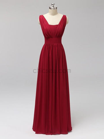 Formal Long Prom Dresses, Red A-Line Elegant Custom Bridesmaid Dresses LMX1120