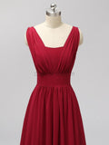 Formal Long Prom Dresses, Red A-Line Elegant Custom Bridesmaid Dresses LMX1120