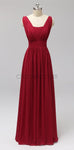 Formal Long Prom Dresses, Red A-Line Elegant Custom Bridesmaid Dresses LMX1120