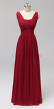Formal Long Prom Dresses, Red A-Line Elegant Custom Bridesmaid Dresses LMX1120