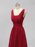 Formal Long Prom Dresses, Red A-Line Elegant Custom Bridesmaid Dresses LMX1120