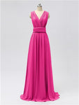 A-line Convertable V Neck Floor Length Jersey Bridesmaid Dresses