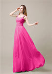 Shoulder Strap A-line Chiffon Elegant Floor-Length Bridesmaid Dresses