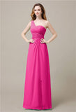 One-Shoulder A-line Sleeveless Floor-Length Bridesmaid Dresses