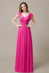 Cap Sleeves A-line Chiffon Floor-Length Bridesmaid Dresses