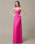 Halter Chiffon A-line Sleeveless Floor-Length Bridesmaid Dresses