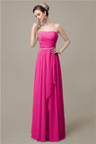 Simple A-line Chiffon Straight Floor-Length Long Bridesmaid Dresses