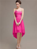 Straight High Low Chiffon Short Bridesmaid Dresses