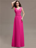 Honest A-line Chiffon Long Bridesmaid Dresses