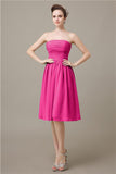 Pretty Strapless Chiffon A-line Knee-Length Bridesmaid Dresses