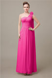 One Shoulder Chiffon A-line Floor-Length Bridesmaid Dresses